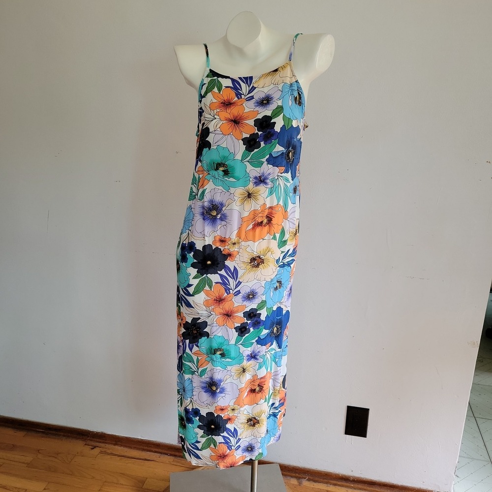 ONeill Bayleigh Floral Midi Dress Small Vibrant Beachy Summer Travel Tropical
